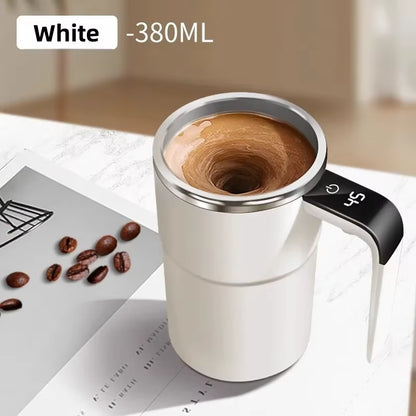 380ML Electric Self-Mixing Coffee Mug with IP67 Waterproof Rating, USB Charging, Digital Display, and Automatic Magnetic Stirring Function