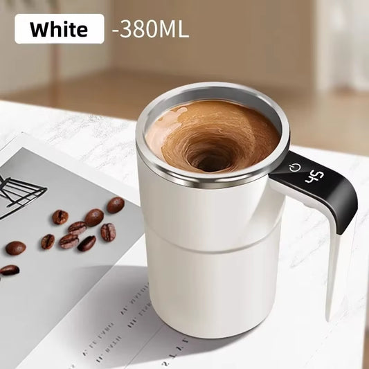 380ML Electric Self-Mixing Coffee Mug with IP67 Waterproof Rating, USB Charging, Digital Display, and Automatic Magnetic Stirring Function