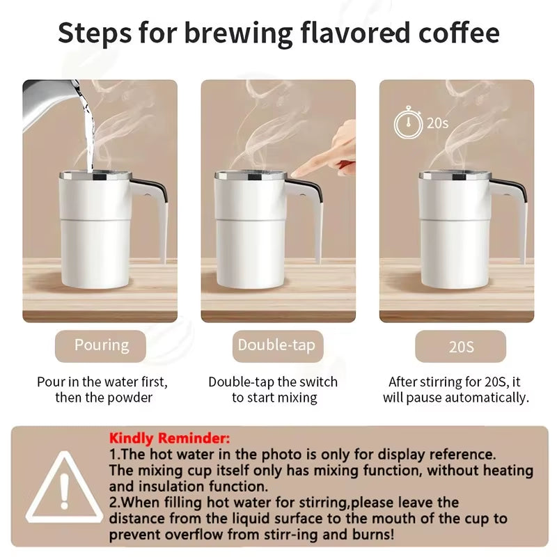380ML Electric Self-Mixing Coffee Mug with IP67 Waterproof Rating, USB Charging, Digital Display, and Automatic Magnetic Stirring Function