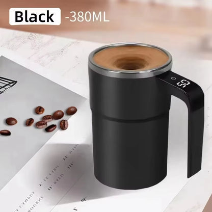 380ML Electric Self-Mixing Coffee Mug with IP67 Waterproof Rating, USB Charging, Digital Display, and Automatic Magnetic Stirring Function
