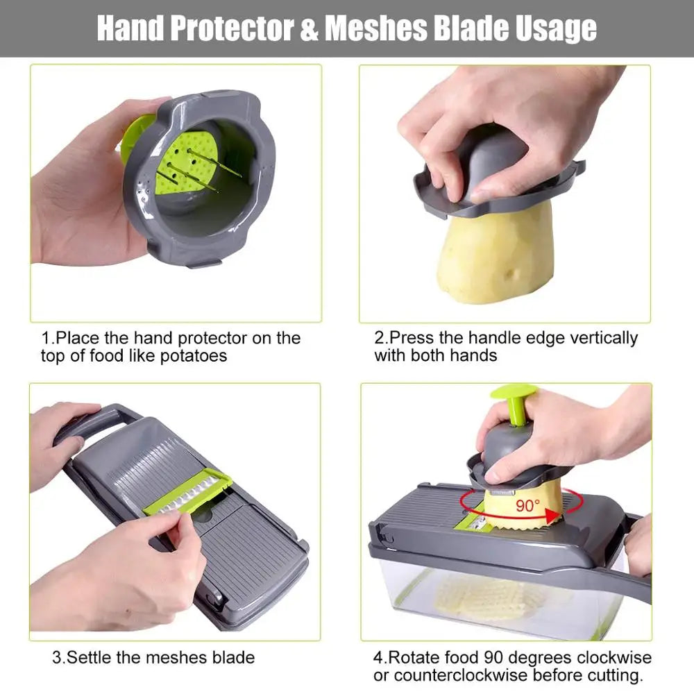 Multifunctional Vegetable Cutter and Slicer with Peeler and Grater for Kitchen Use