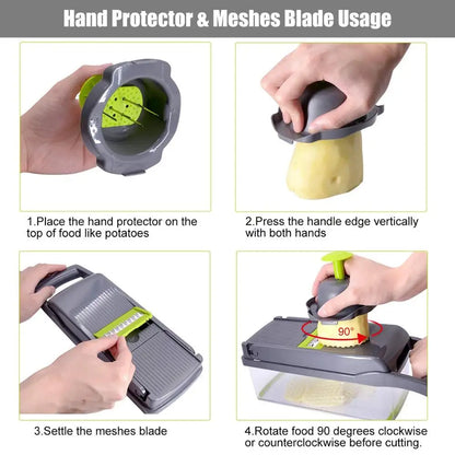 Multifunctional Vegetable Cutter and Slicer with Peeler and Grater for Kitchen Use