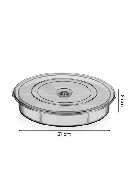 Large 6-Compartment 360-Degree Rotating Breakfast Set with Detachable Bowls and Round Serving Tray