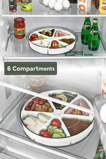 Large 6-Compartment 360-Degree Rotating Breakfast Set with Detachable Bowls and Round Serving Tray